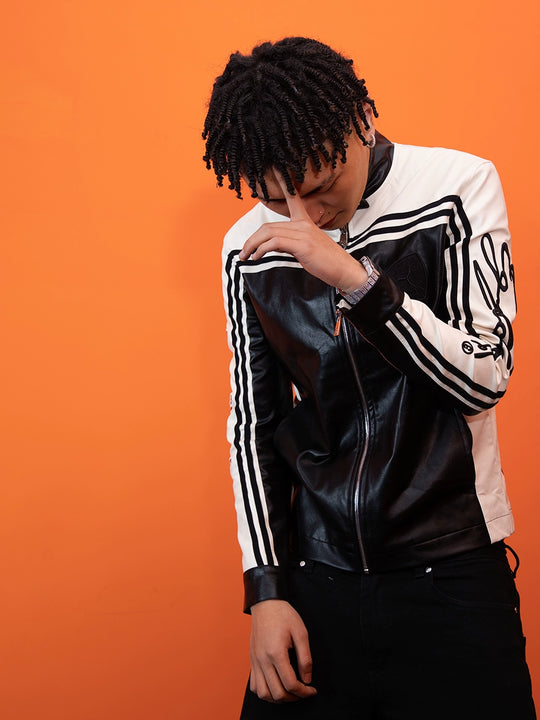 TGFCLUB Embroidered Slim Racing Leather Jacket | Face 3 Face