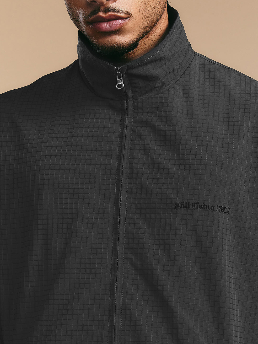 1807 Textured Plaid Fabric Track Jacket | Face 3 Face