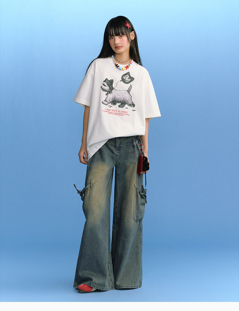 MEDM Cat Ear Hat Puppy Balloon Print Tee | Face 3 Face