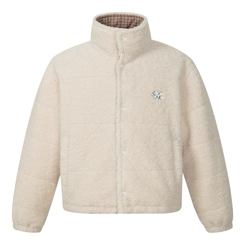 MEDM Plaid Trim Sherpa Short Jacket | Face 3 Face