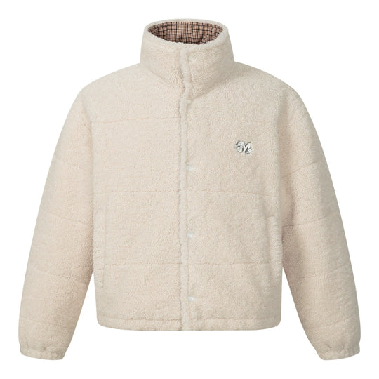 MEDM Plaid Trim Sherpa Short Jacket | Face 3 Face