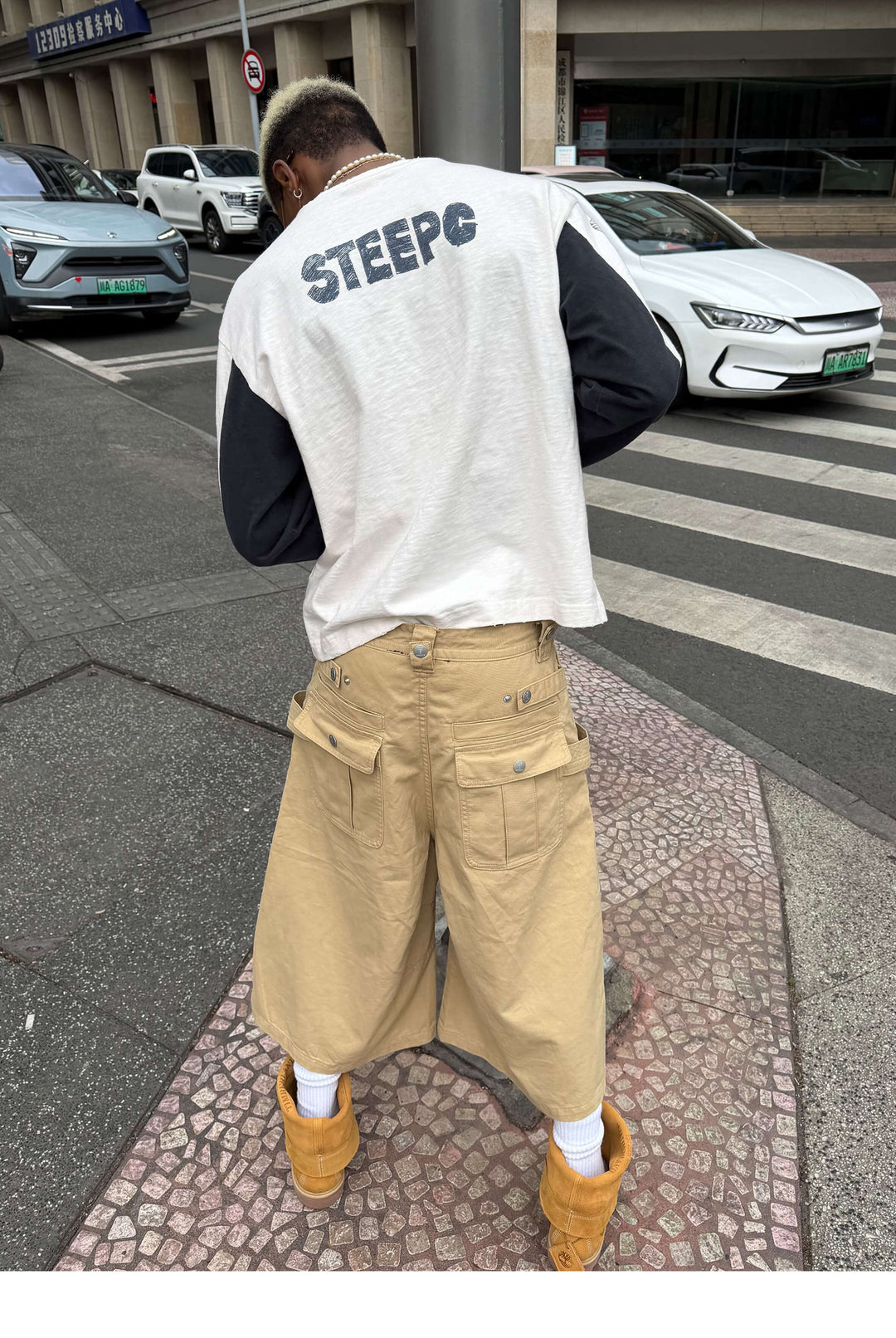 STEEPC Double Hammer Loop Button Fly Baggy Shorts | Face 3 Face