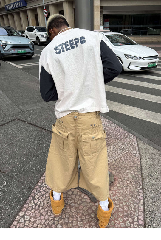 STEEPC Double Hammer Loop Button Fly Baggy Shorts | Face 3 Face