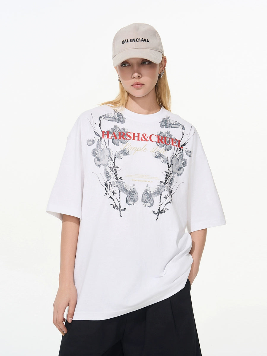 Harsh and Cruel Symmetrical Floral Print Tee
