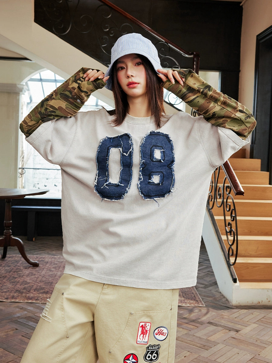 Harsh and Cruel Camouflage Number Destruction Layered Long Sleeve Tee | Face 3 Face
