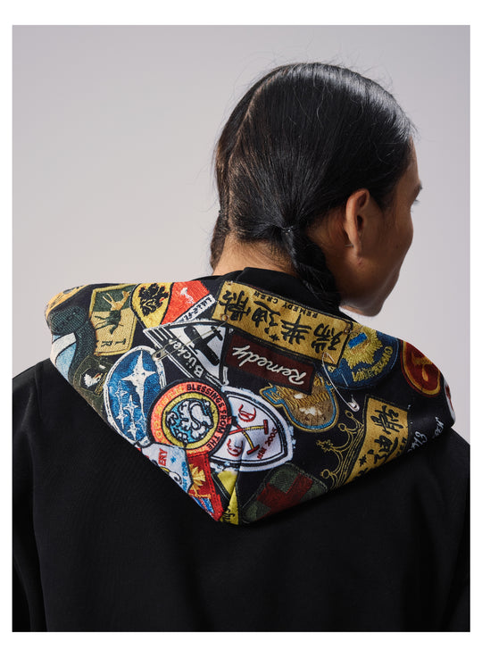 Remedy Badge Print Hood Zip Up Hoodie | Face 3 Face