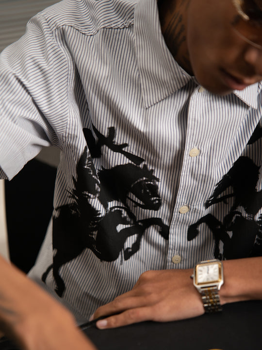 TGFCLUB 223 Print Stripe Short Sleeve Shirt | Face 3 Face