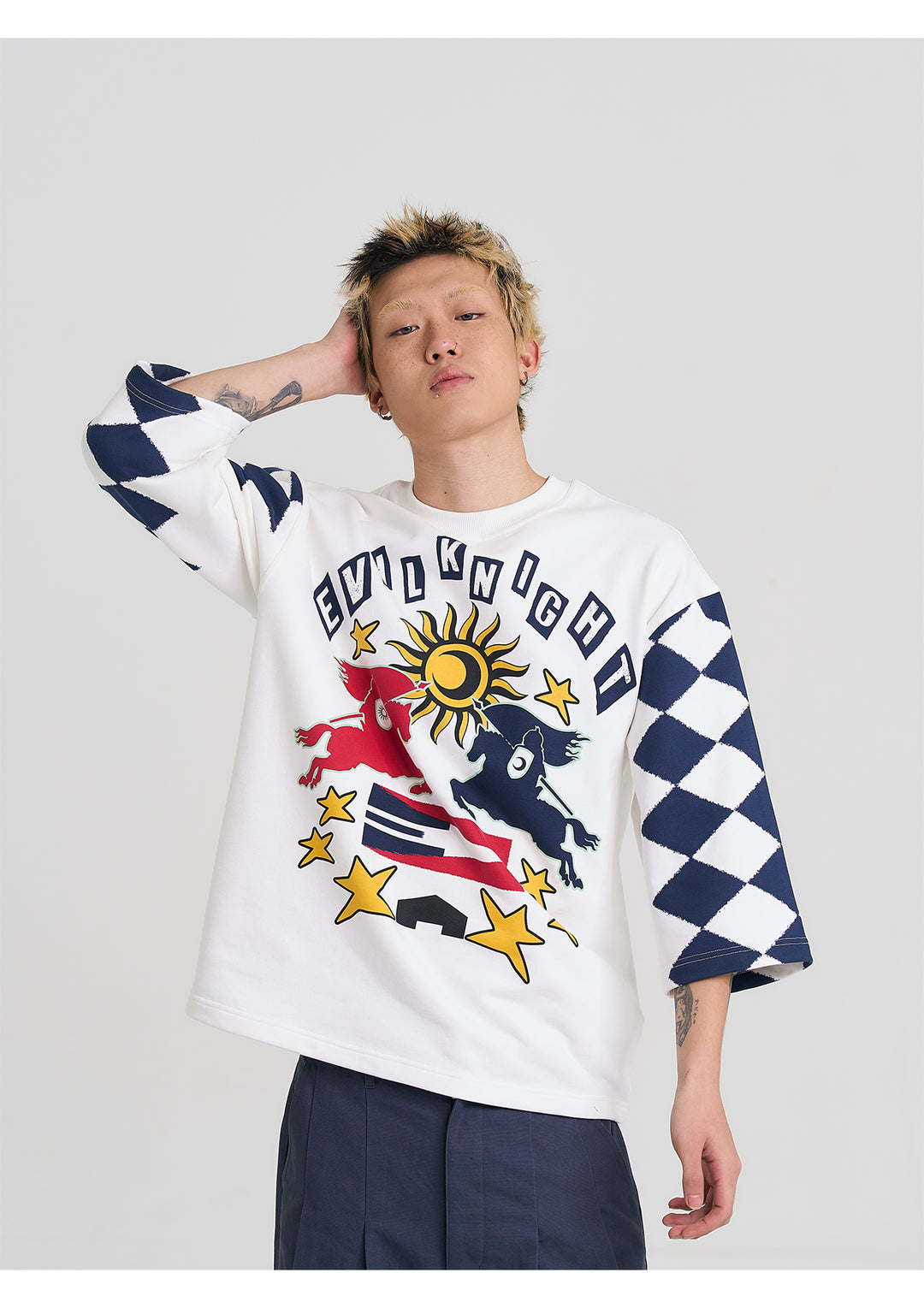 EVILKNIGHT(EK) Knight Graphic 3/4 Sleeve Tee | Face 3 Face