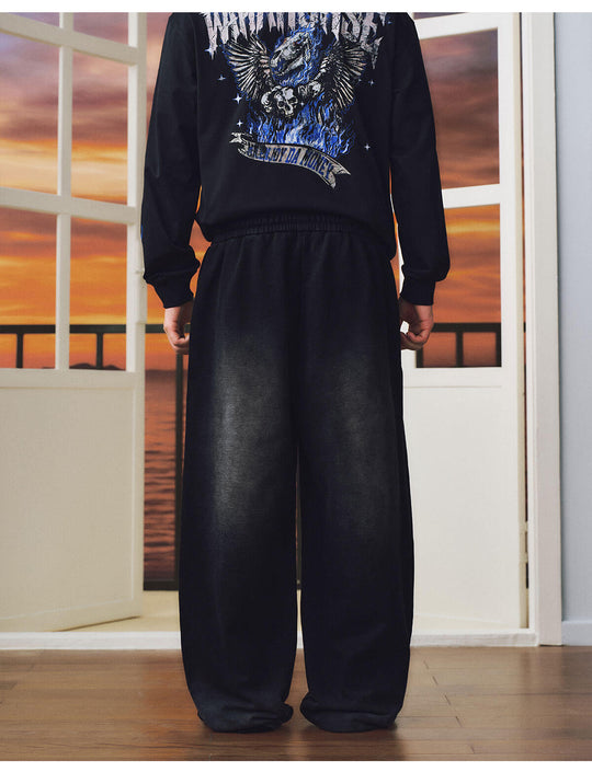 MEDM Skeleton Angel Graphic Print Washed Baggy Sweatpants | Face 3 Face