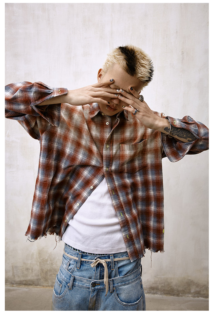 Remedy Gradient Washed Plaid Long Sleeve Shirt | Face 3 Face