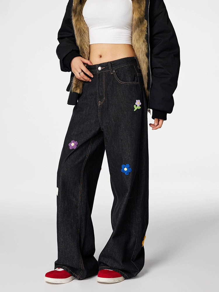 Cargo jeans | Achock Flower Embroidery Jeans | Face 3 Face