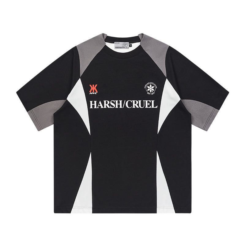 Harsh and Cruel Contrast Patchwork Racing Soccer Tee | Face 3 Face