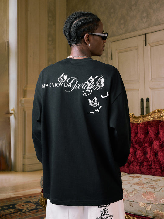 MEDM Big M Butterfly Vine Embroidered Long Sleeve Tee | Face 3 Face