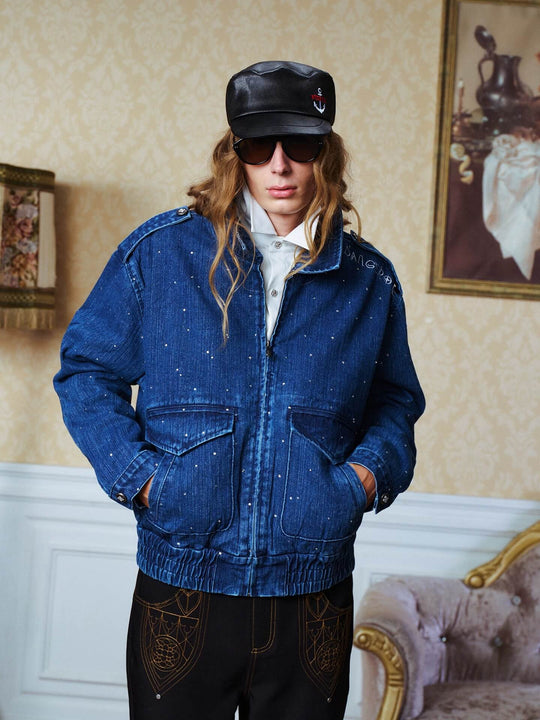 YADcrew All Over Starry Sky Rhinestone Denim Jacket | Face 3 Face