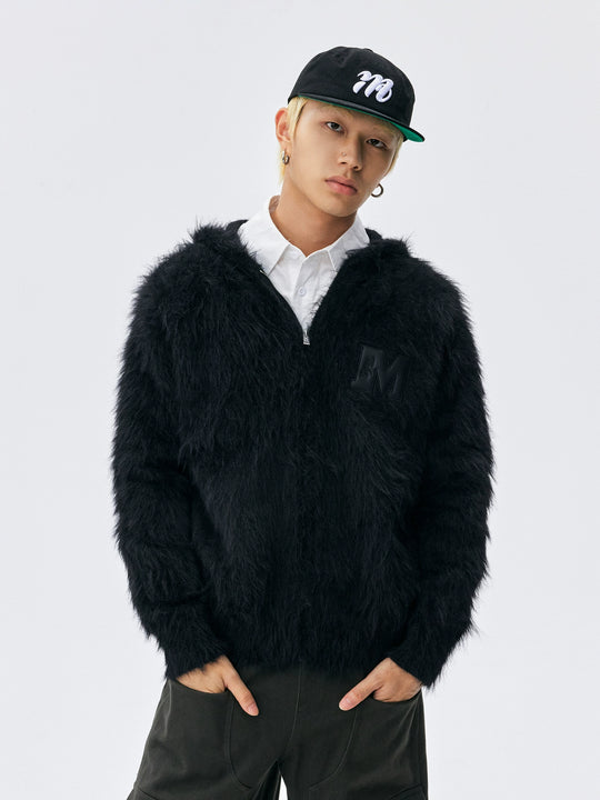 MEDM Mohair Hooded Zip Up Jacket | Face 3 Face