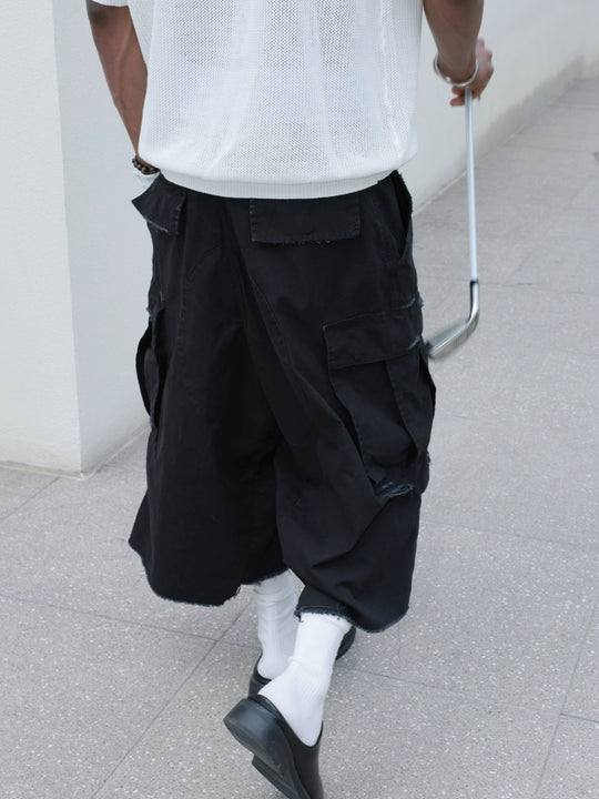 STEEPC Washed Distressed Baggy Multi Pocket Work Shorts | Face 3 Face