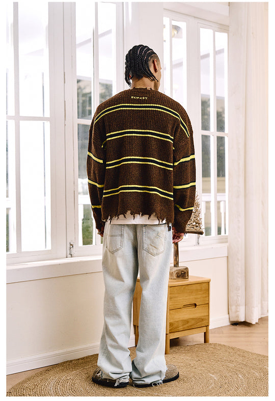 Remedy Striped Distressed Knit Sweater | Face 3 Face