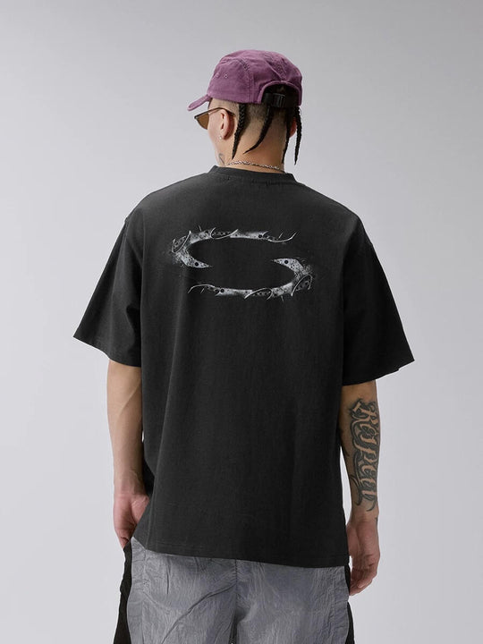 F2CE Metal Style Logo Print Washed Distressed Short Sleeve Tee | Face 3 Face