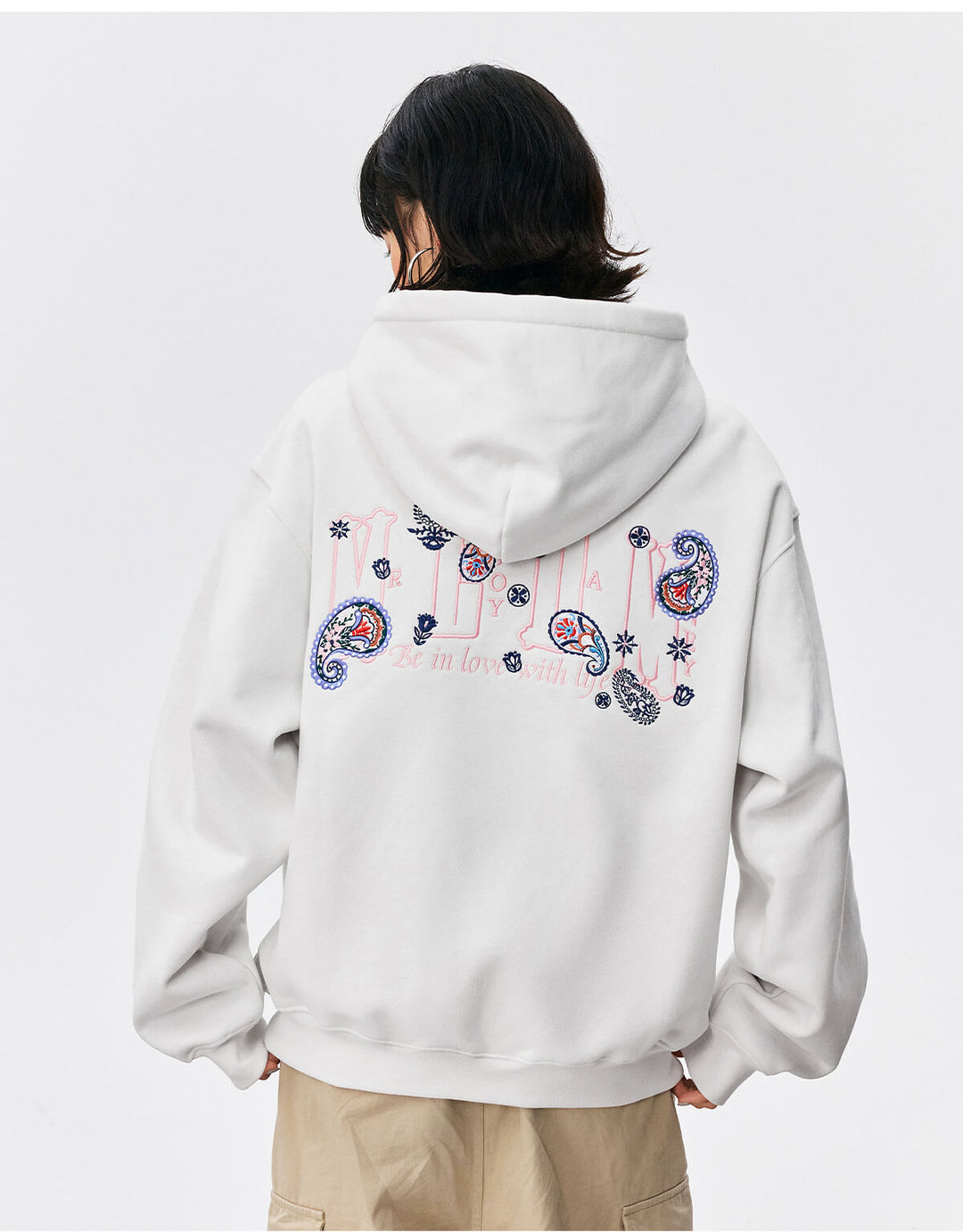 MEDM Ethnic Paisley Flower Embroidered Hoodie | Face 3 Face