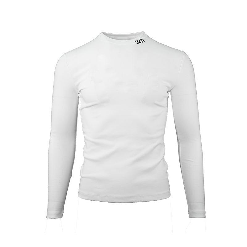 TGFCLUB 223 Neck Embroidered Stretch Slim Long Sleeve Tee | Face 3 Face