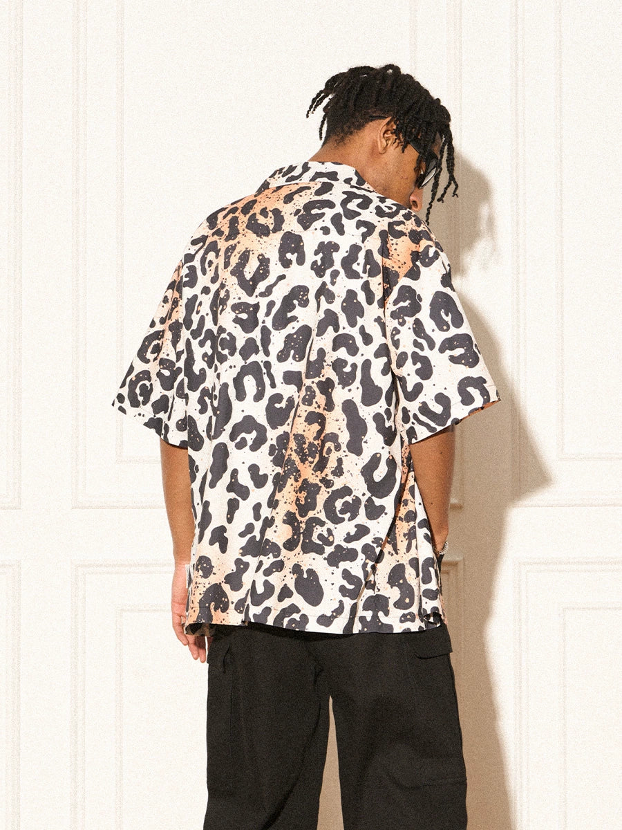 EMPTY REFERENCE Leopard Print Short Sleeved Shirt