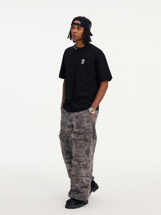 Small Town Kid Neckline Letter Embroidered Basic Tee | Face 3 Face