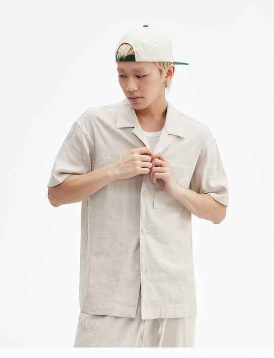 MEDM Linen Cuban Collar Shirt | Face 3 Face