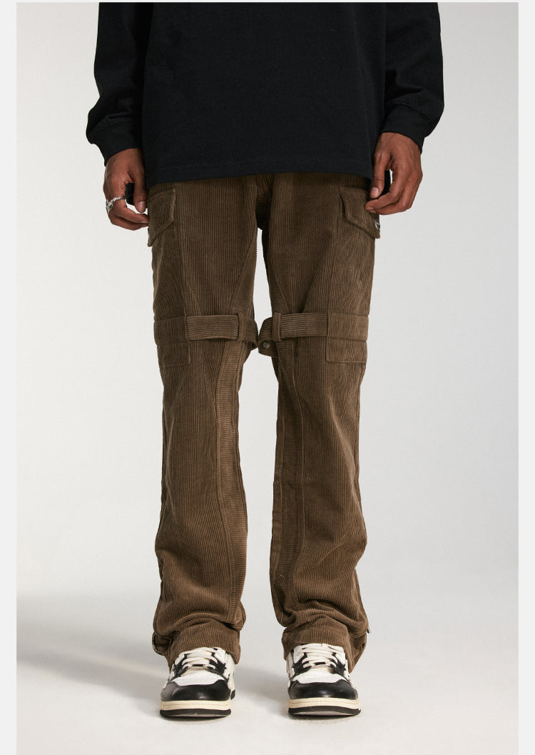 DICETINY Corduroy Leg Zip Work Cargo Jeans | Face 3 Face