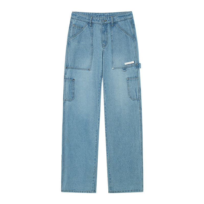 AFGK Rivet Multi Pocket Washed Lumberjack Denim Jeans