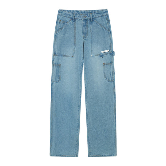 AFGK Rivet Multi Pocket Washed Lumberjack Denim Jeans