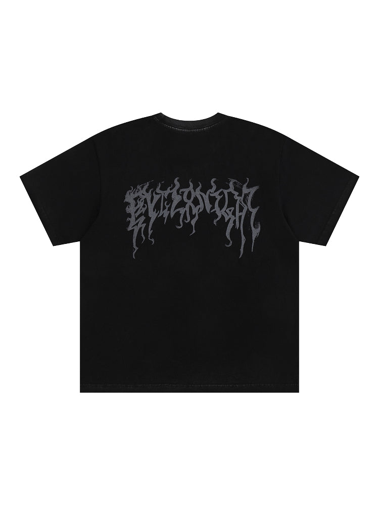 EVILKNIGHT(EK) Washed Portrait Printed Tee | Face 3 Face