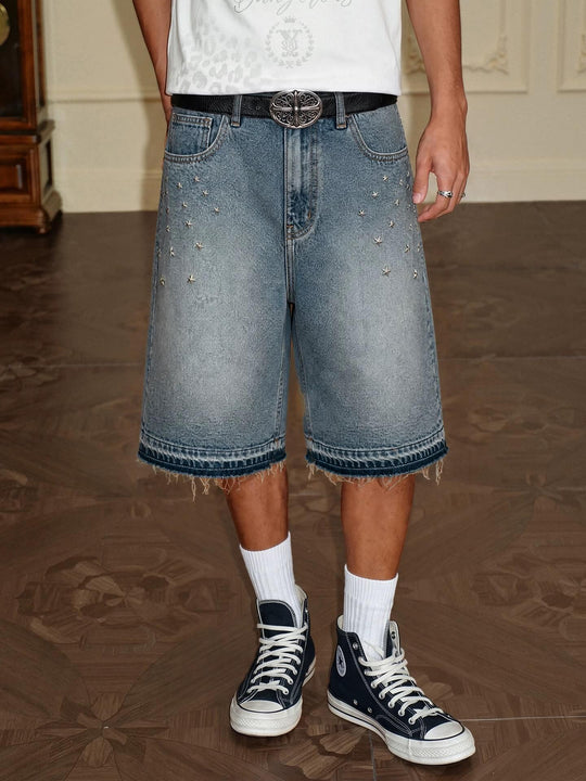 YADcrew Multi Star Studded Cutoff Denim Shorts | Face 3 Face