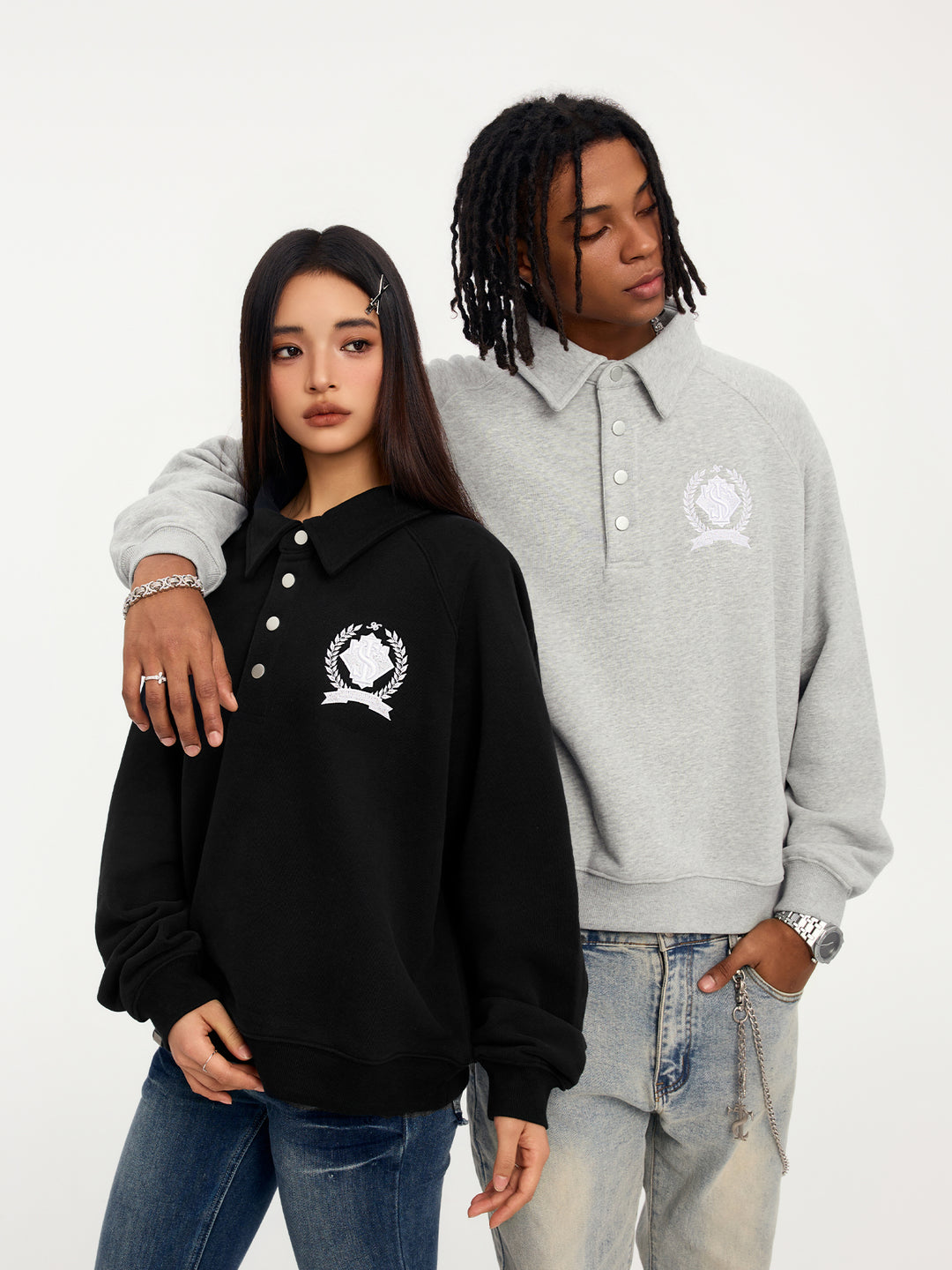 Small Town Kid Badge Embroidered Polo Sweatshirt | Face 3 Face