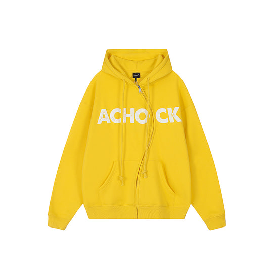 Achock National Tide S Zipper Foam Printed Hoodie