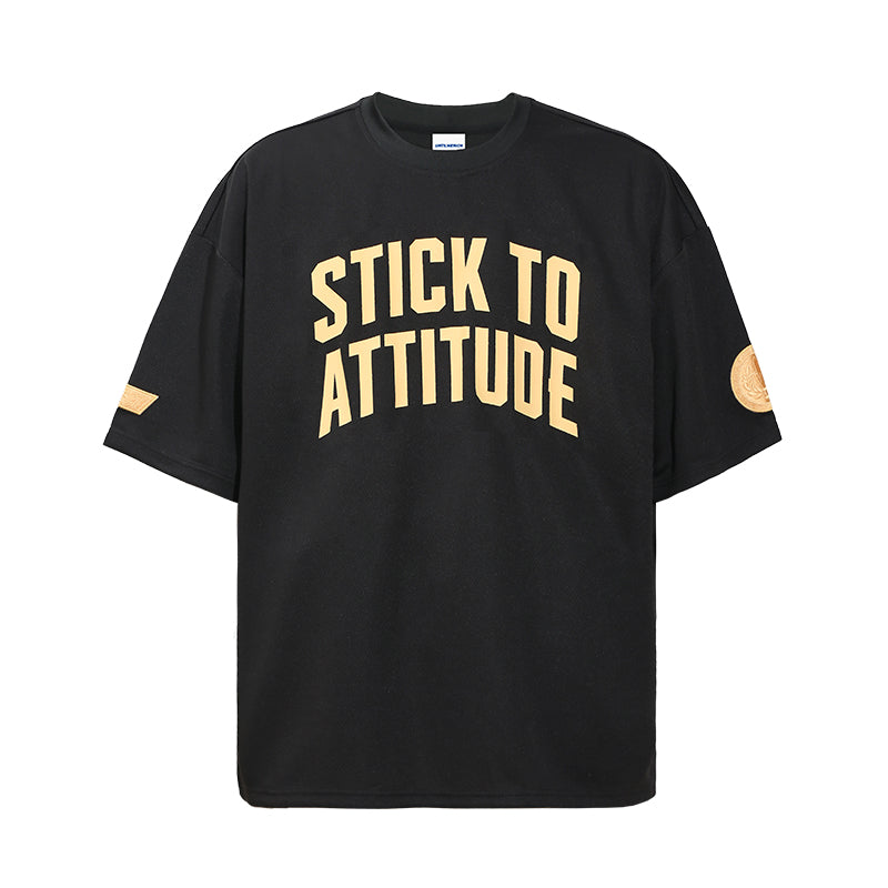 UNTILWERICH Mesh Basic Slogan Print Short Sleeve Basketball Tee | Face 3 Face