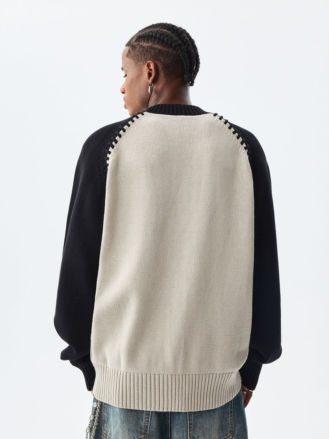 MEDM Color-Blocked Raglan Sleeve Knit Sweater | Face 3 Face
