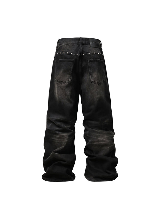 KARMANISTIC Diamond Studded Washed Wide Leg Jeans | Face 3 Face