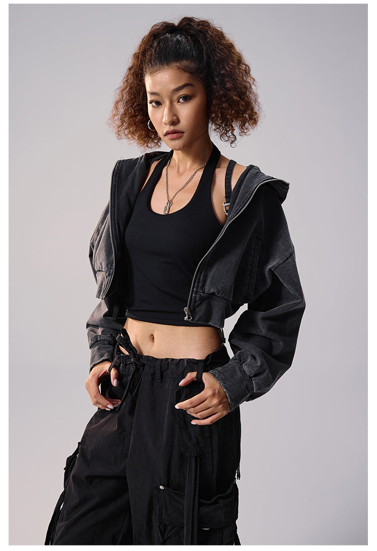 Remedy Backpack Design Washed Denim Short Jacket | Face 3 Face