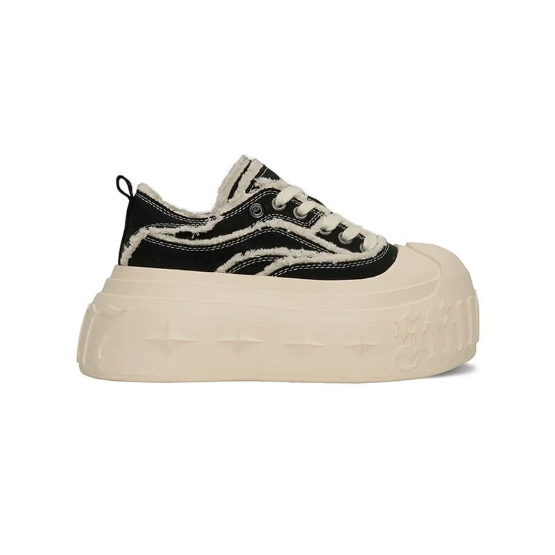 1807 INF-008 Gothic Lace Up Canvas Chunky Sneakers