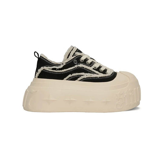 1807 INF-008 Gothic Lace Up Canvas Chunky Sneakers