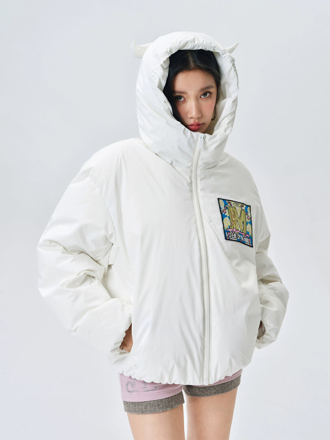 MEDM Angel & Devil Fluffy-Eared Hooded Down Jacket | Face 3 Face