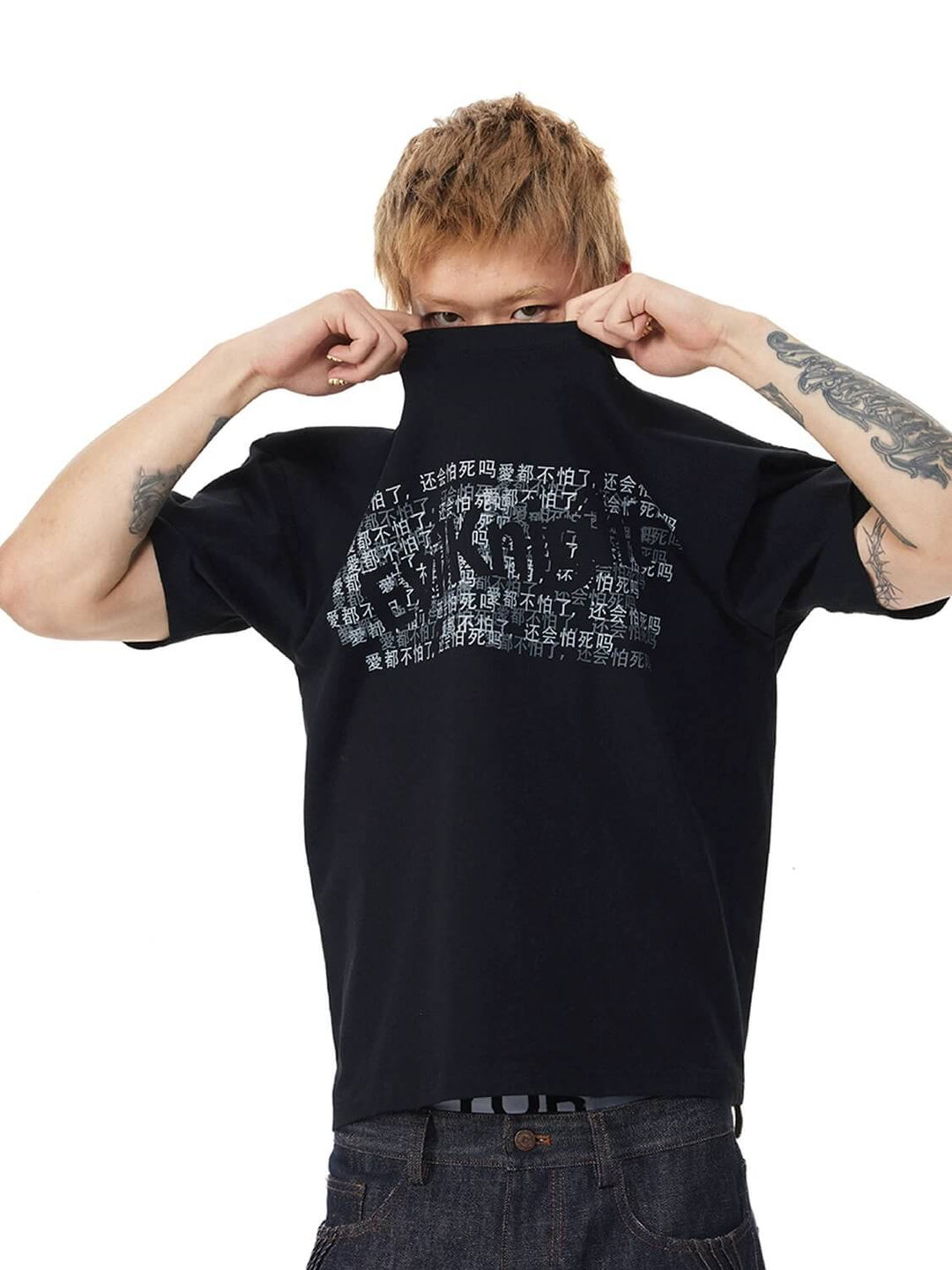 EVILKNIGHT(EK) Letter Graphic Print Short Sleeve Tee | Face 3 Face