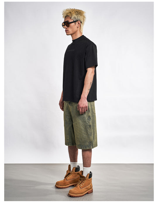 F3F Select Double Knee Line Stitch Denim Shorts | Face 3 Face