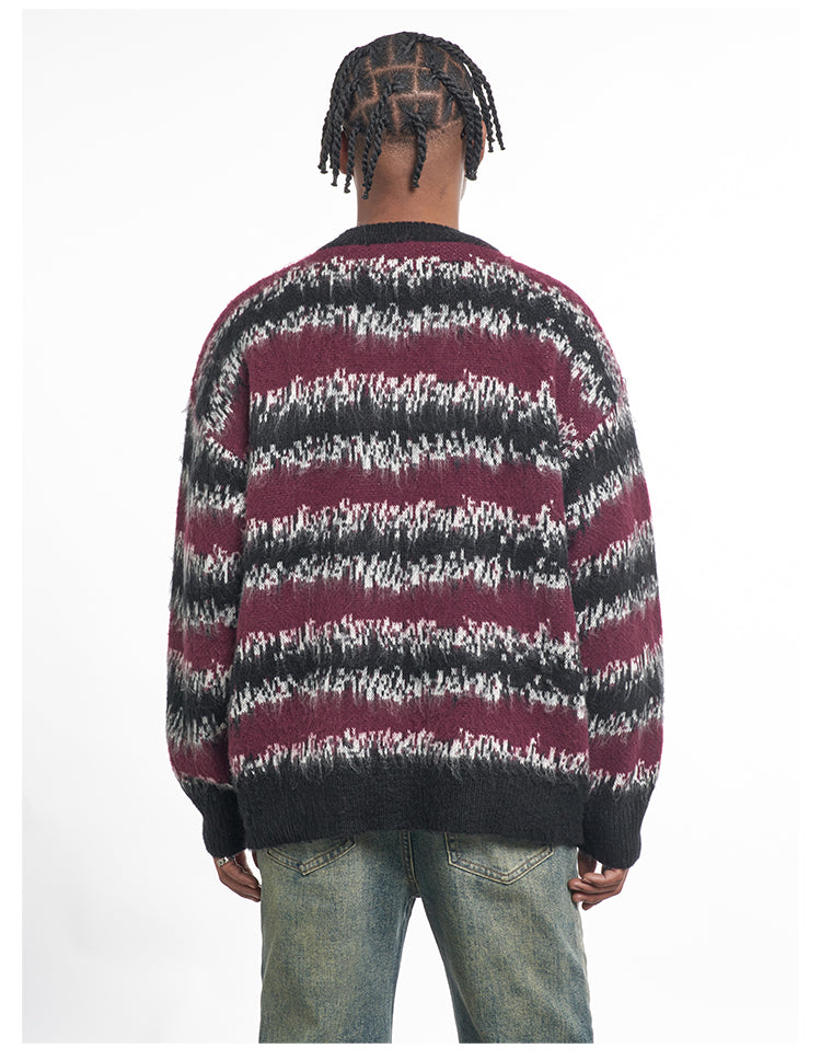 F3F Select Gradient Striped Fuzzy Knit Sweater | Face 3 Face