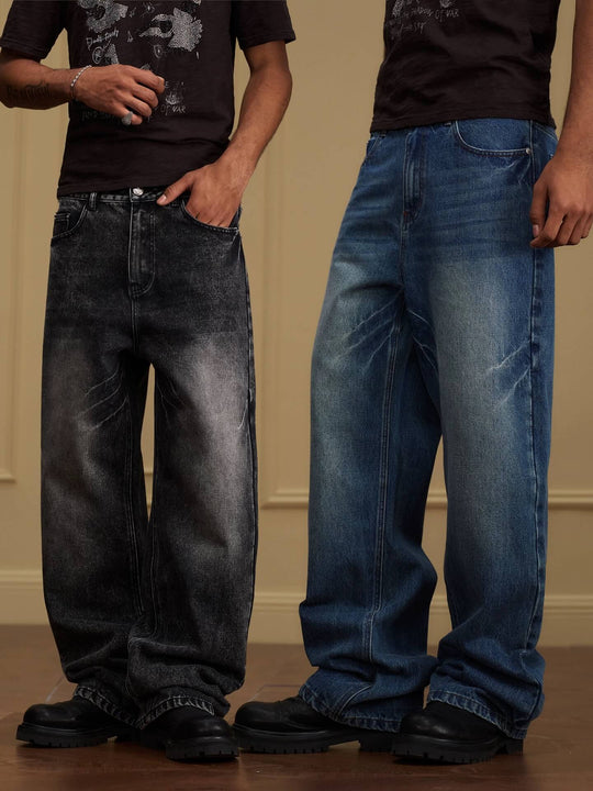 YADcrew Vintage Whiskered Washed Flared Jeans | Face 3 Face