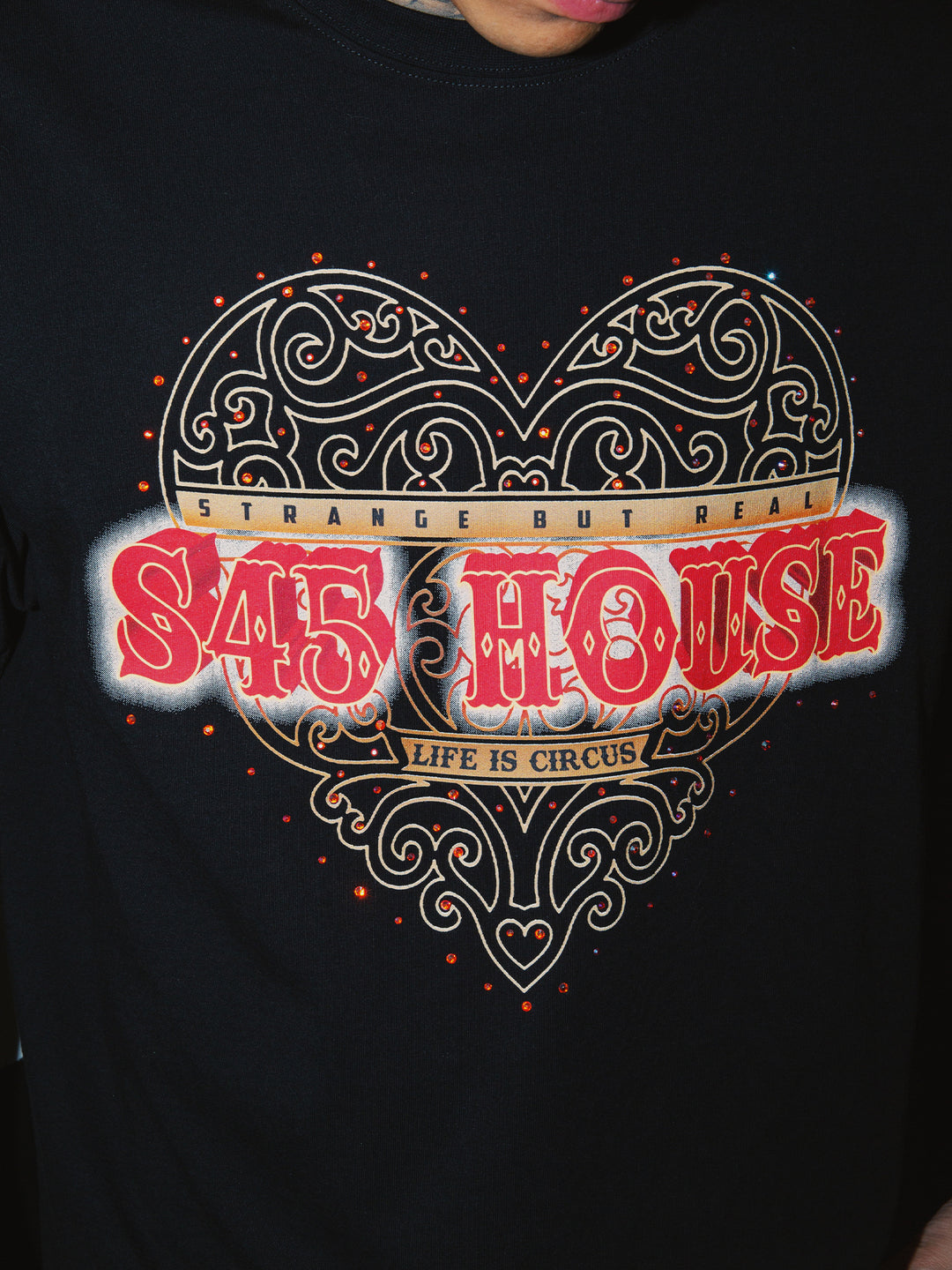 S45 Love Heart Rhinestone Tee | Face 3 Face