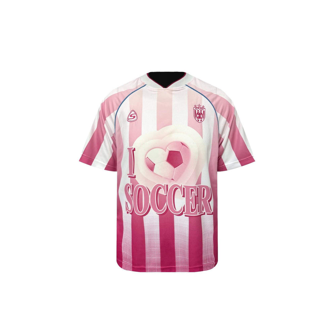 S45 Gradient Heart Striped Short Sleeve Soccer Jersey | Face 3 Face