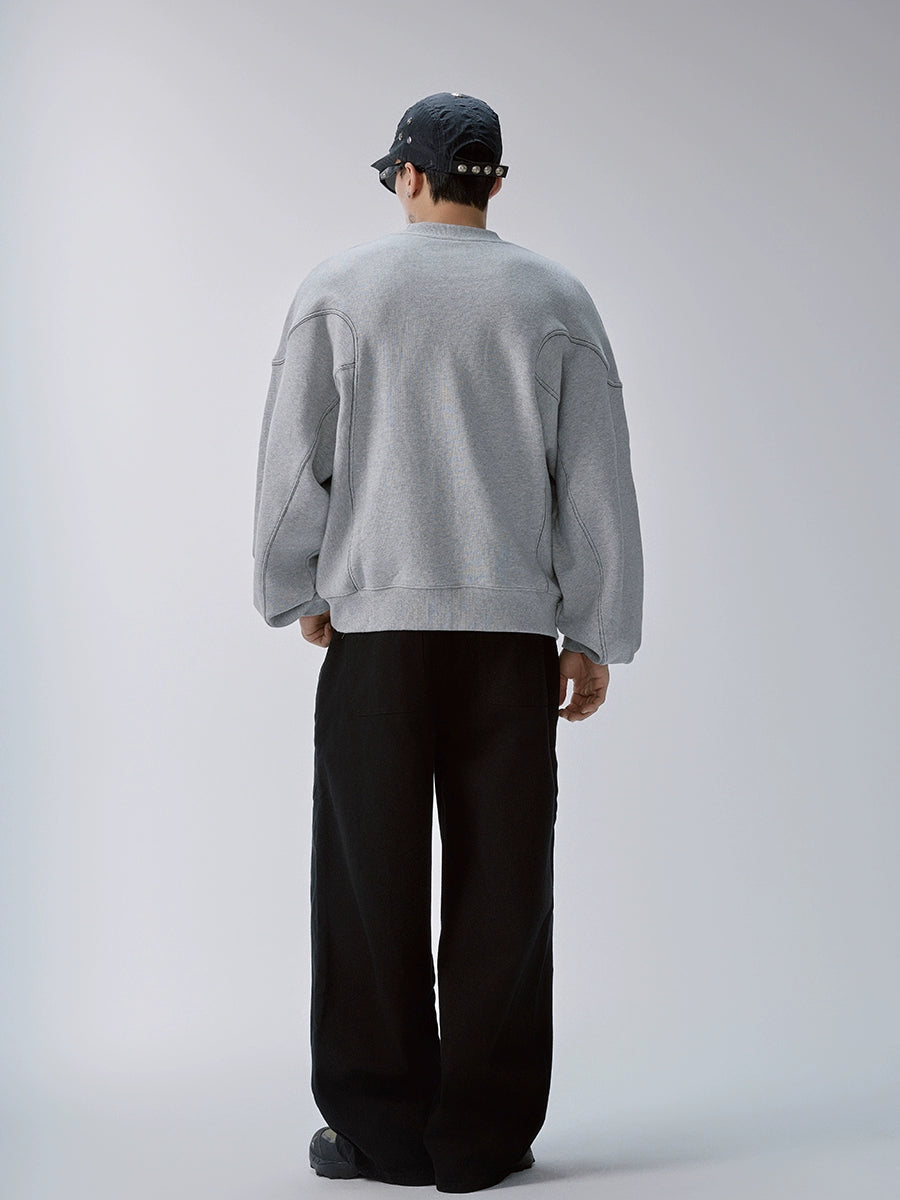 F2CE Pleated Splicing Embroidered Logo Sweatshirt | Face 3 Face