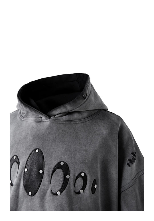 KARMANISTIC Distressed Washed Rivets Hoodie | Face 3 Face