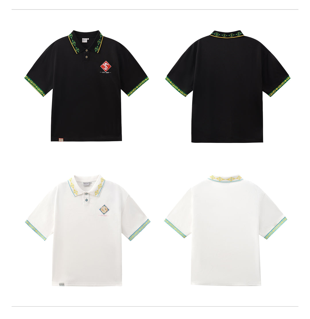 Small Town Kid Ethnic Pattern Jacquard Polo Shirt | Face 3 Face